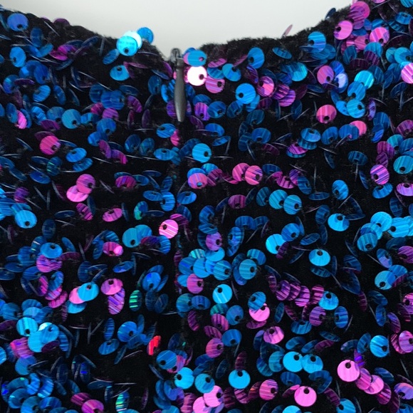 Zara Blue and Purple Sequined Mini Dress - Picture 9 of 14